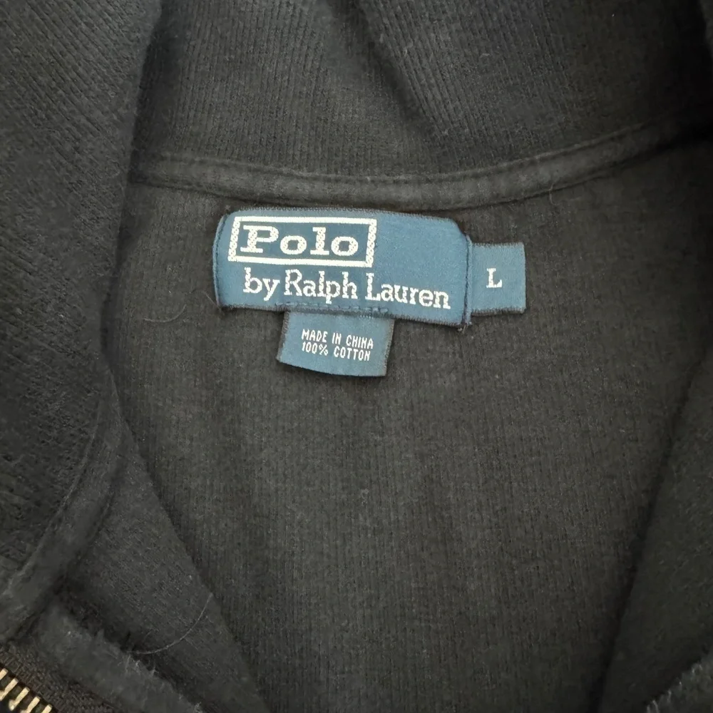 Polo Ralph Lauren Black Knit Quarter Zip 90s 100% Cotton Size Large